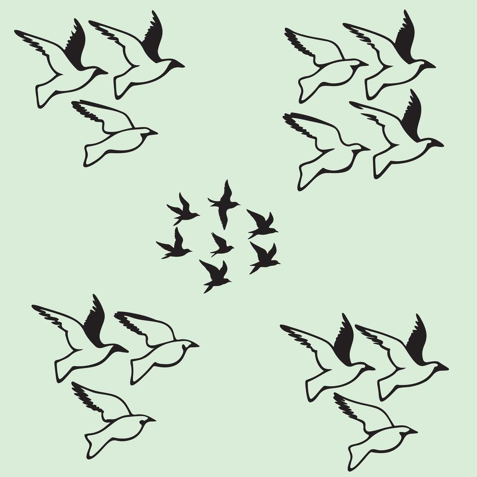 Creative line art bird silhouette design on a white background vector