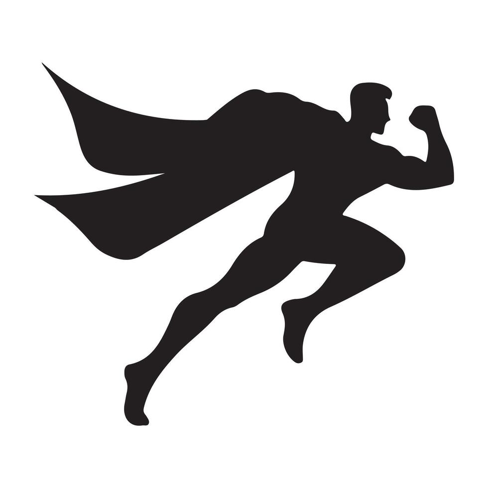 Creative super man running silhouette design on a white background vector
