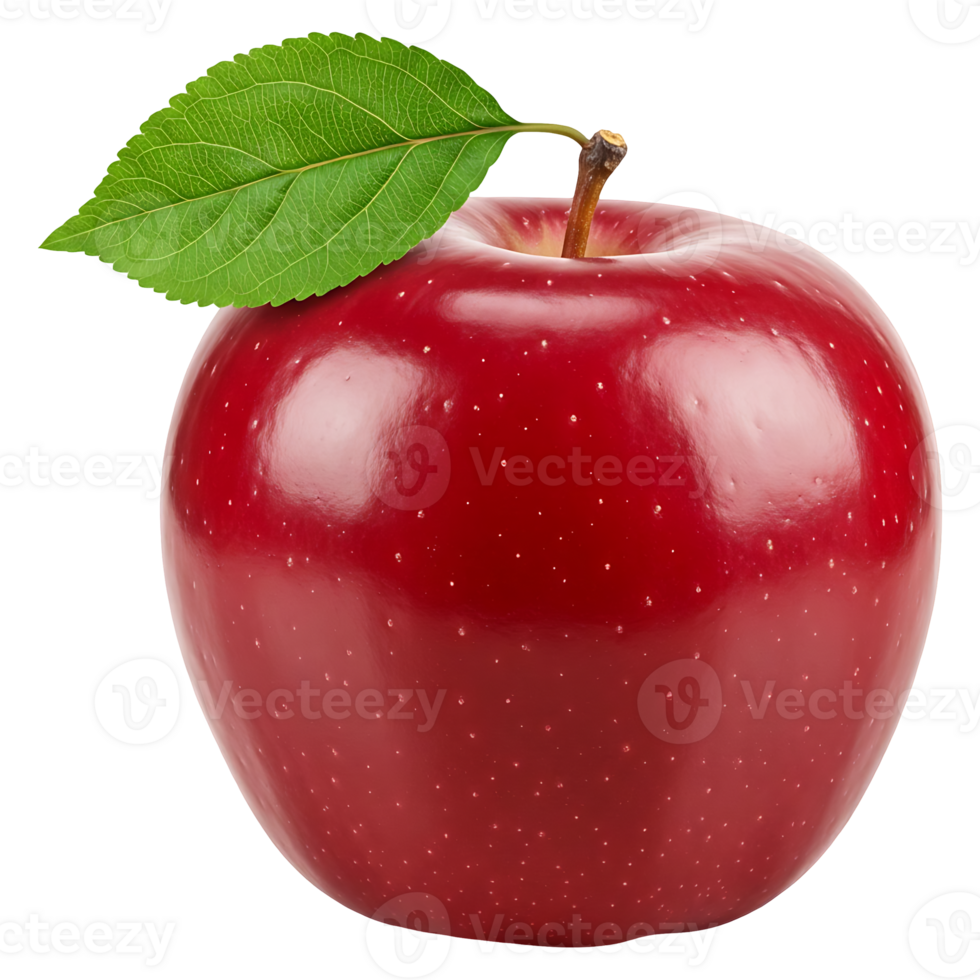 Red Apple with Green Leaf png