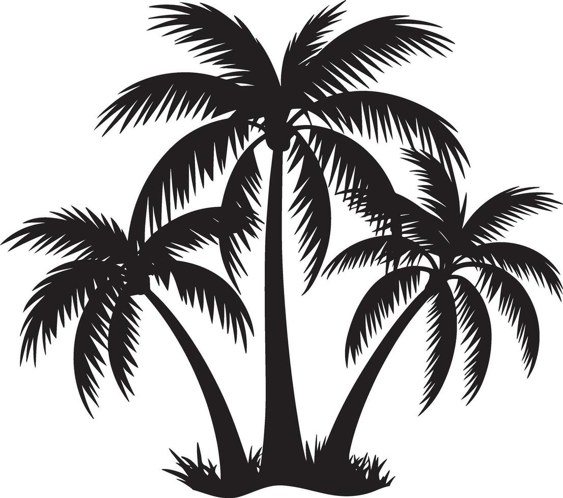 Coconut Palm Plum Tree Silhouette Transparent Background vector
