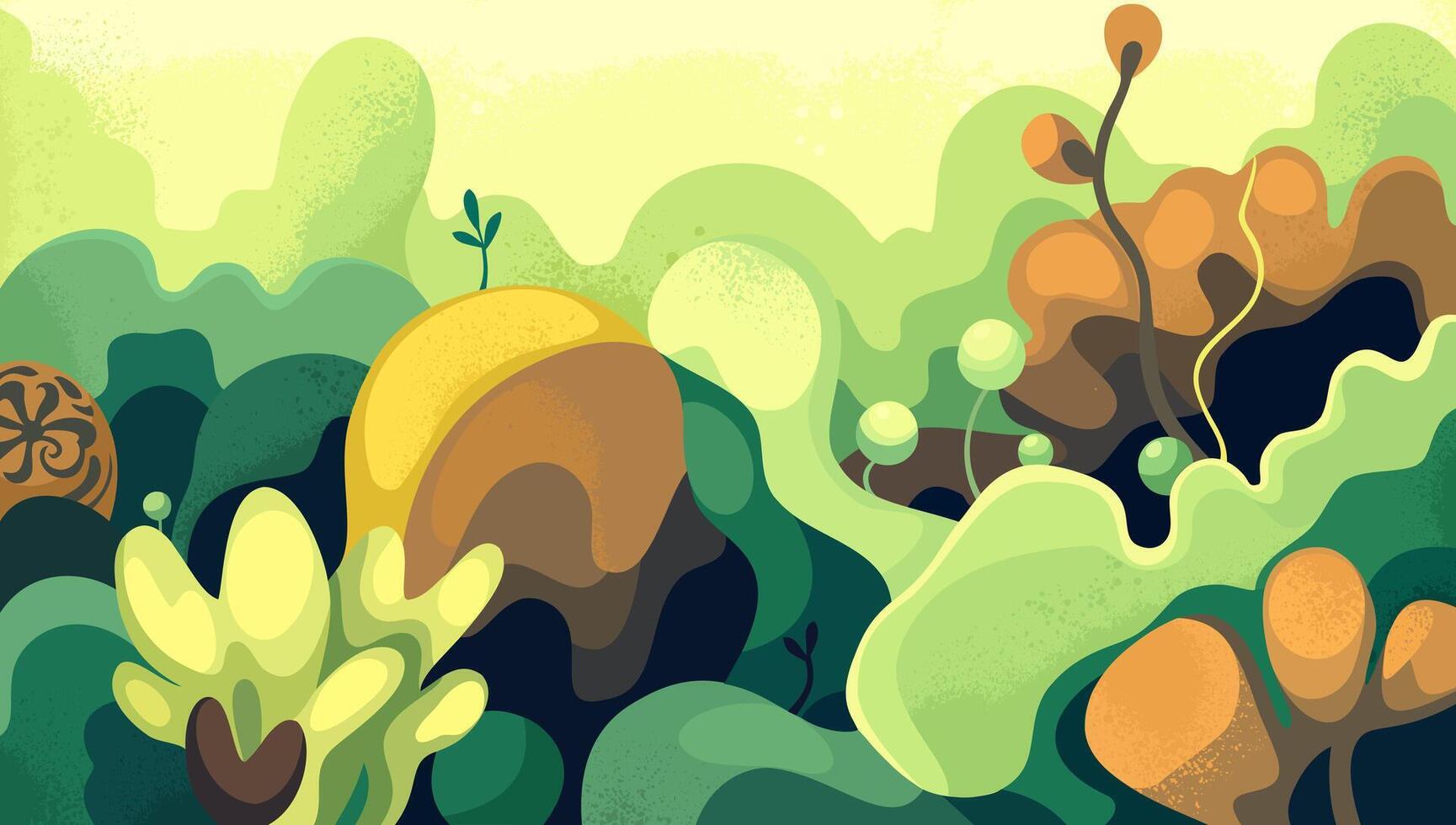 Abstract green composition with imagine plants. Ecology concept. poster vector
