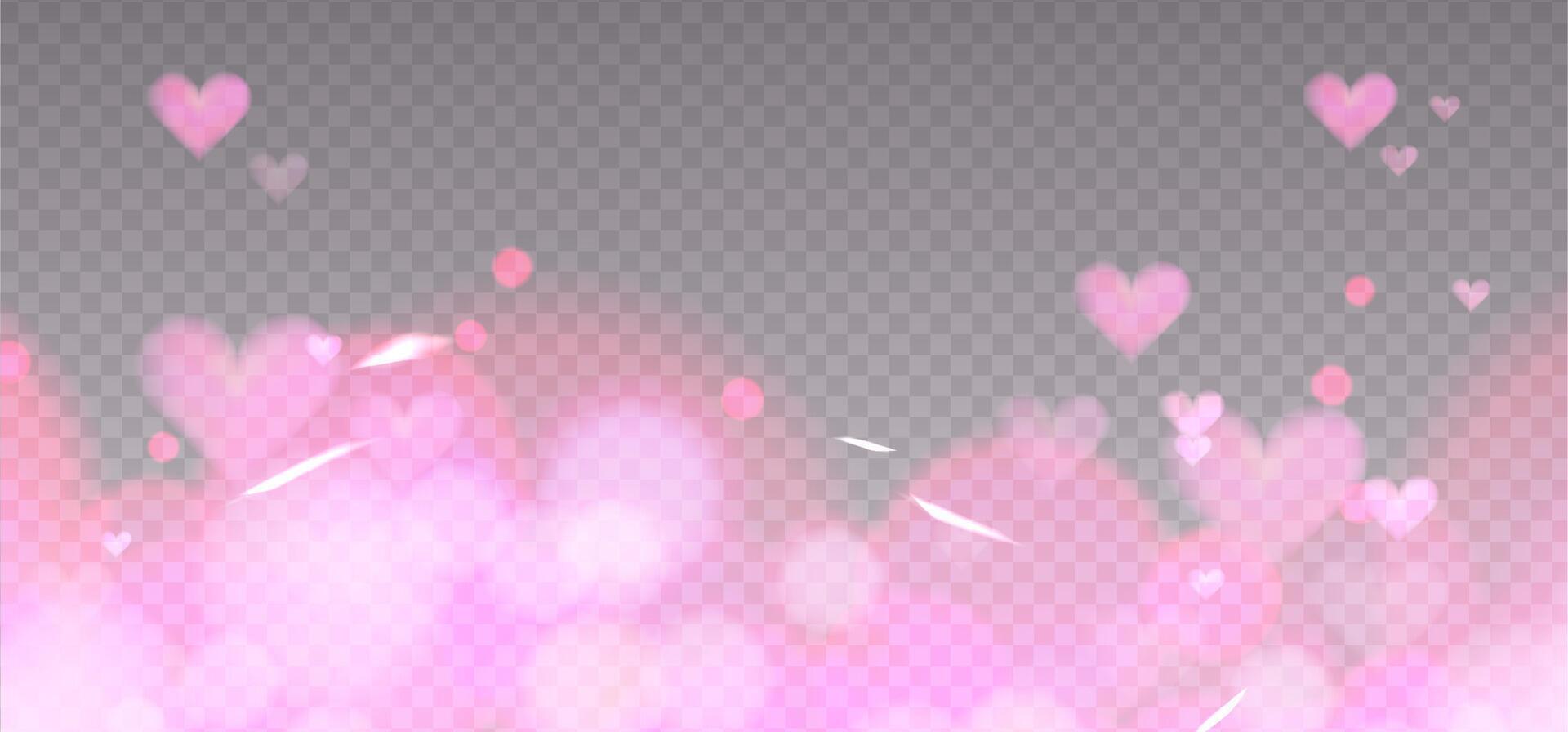 Romantic love light prism reflection effect for light background. Heart shapes glass dispersion, crystal flare leak shadow overlay. illustration vector