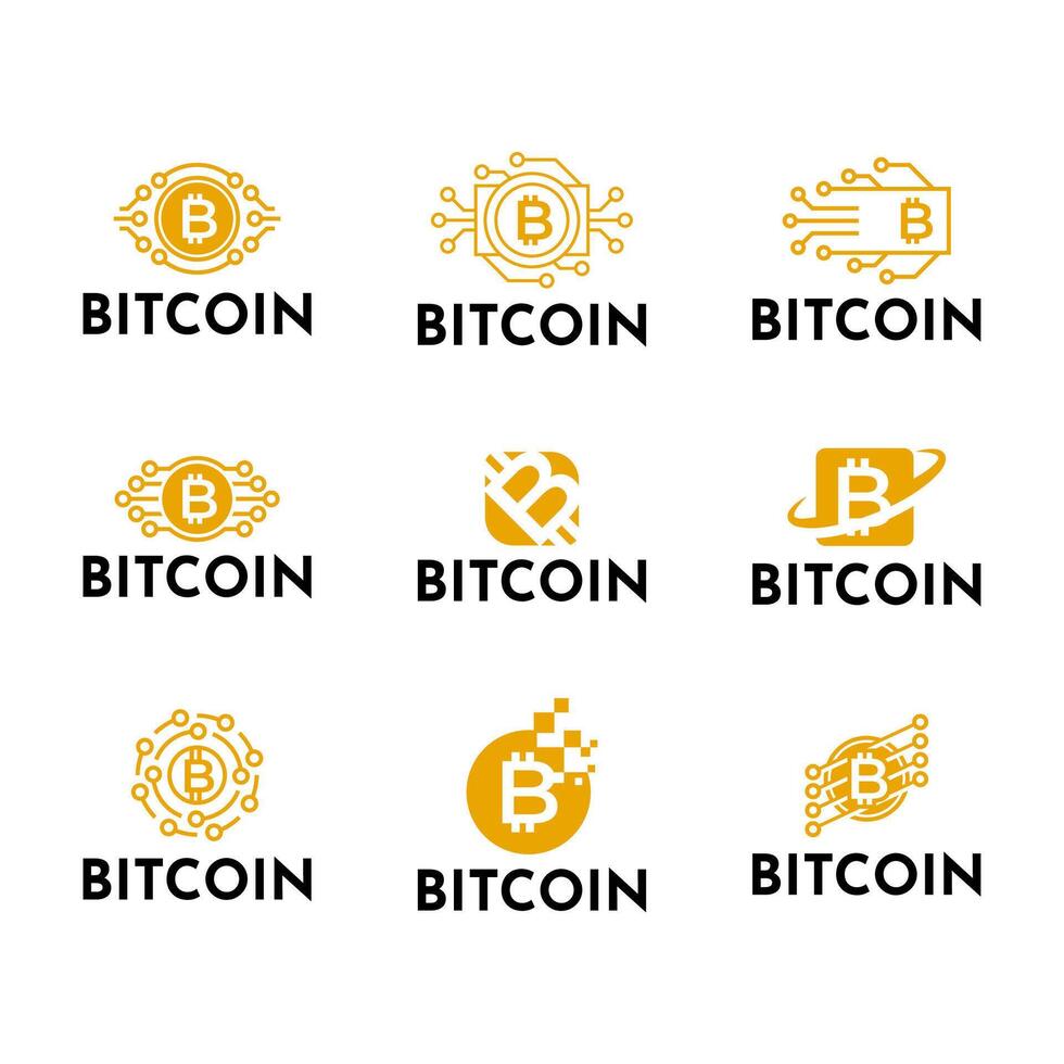 Bitcoin logo set vector
