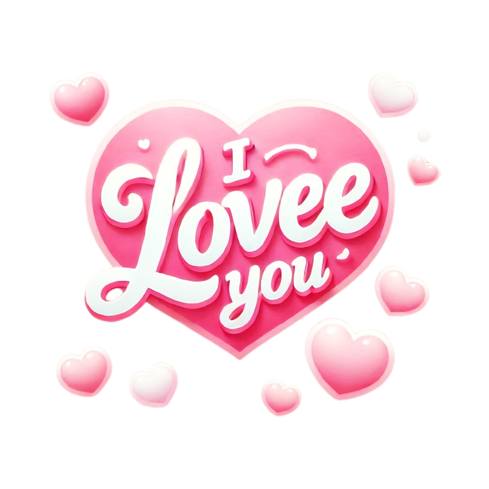 i love you text in pink hearts on transparent background png
