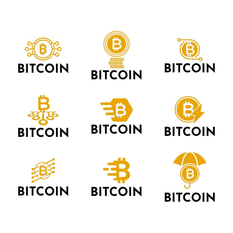 Bitcoin logo design set vector