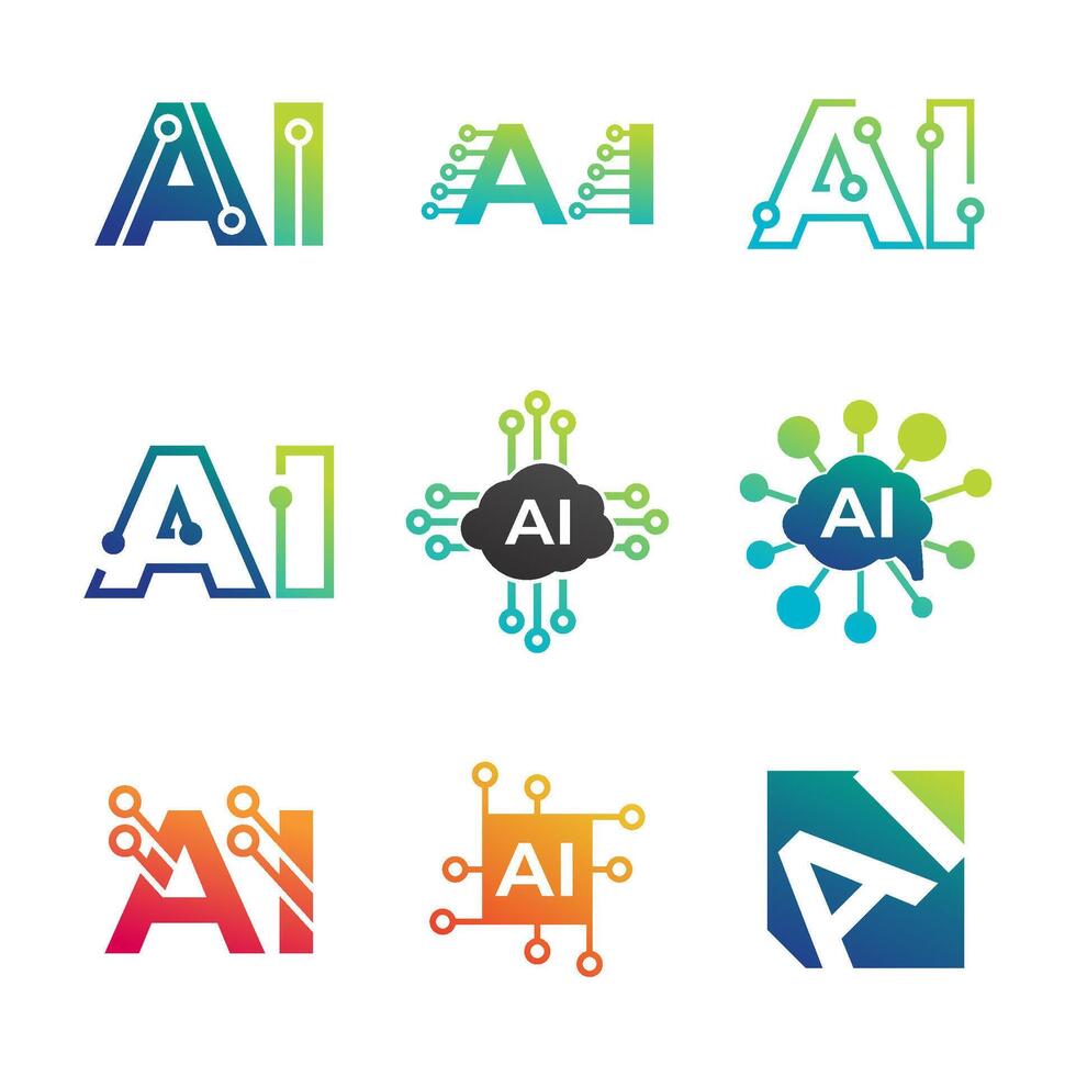 Ai logo design set illustration vector