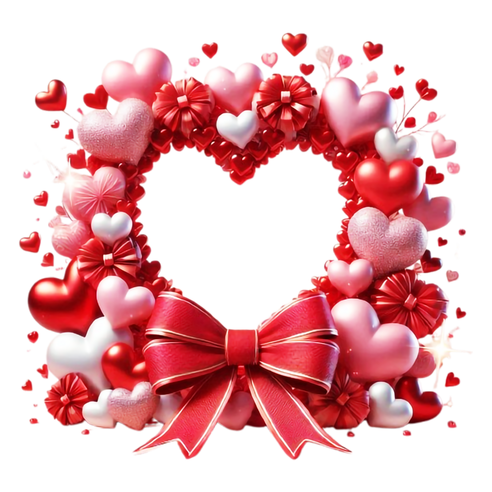valentine's day frame with hearts and bows png