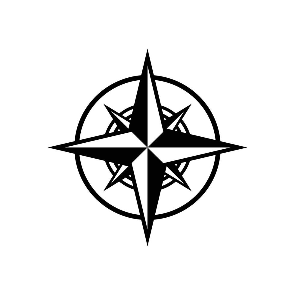 A black and white compass symbol on a white background vector