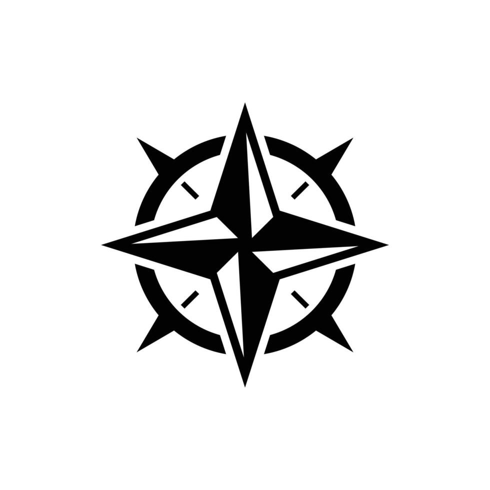 A black and white logo of a compass vector