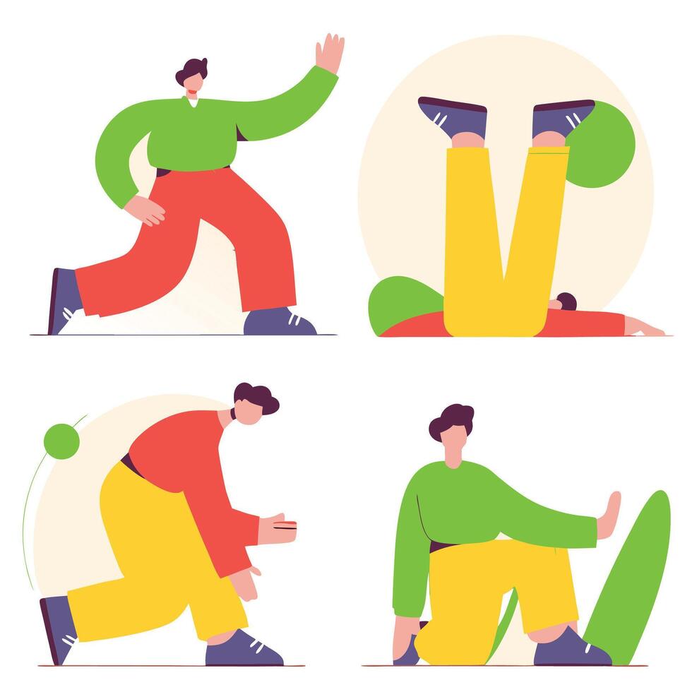 Flat Style Character Illustrations in different Poses vector