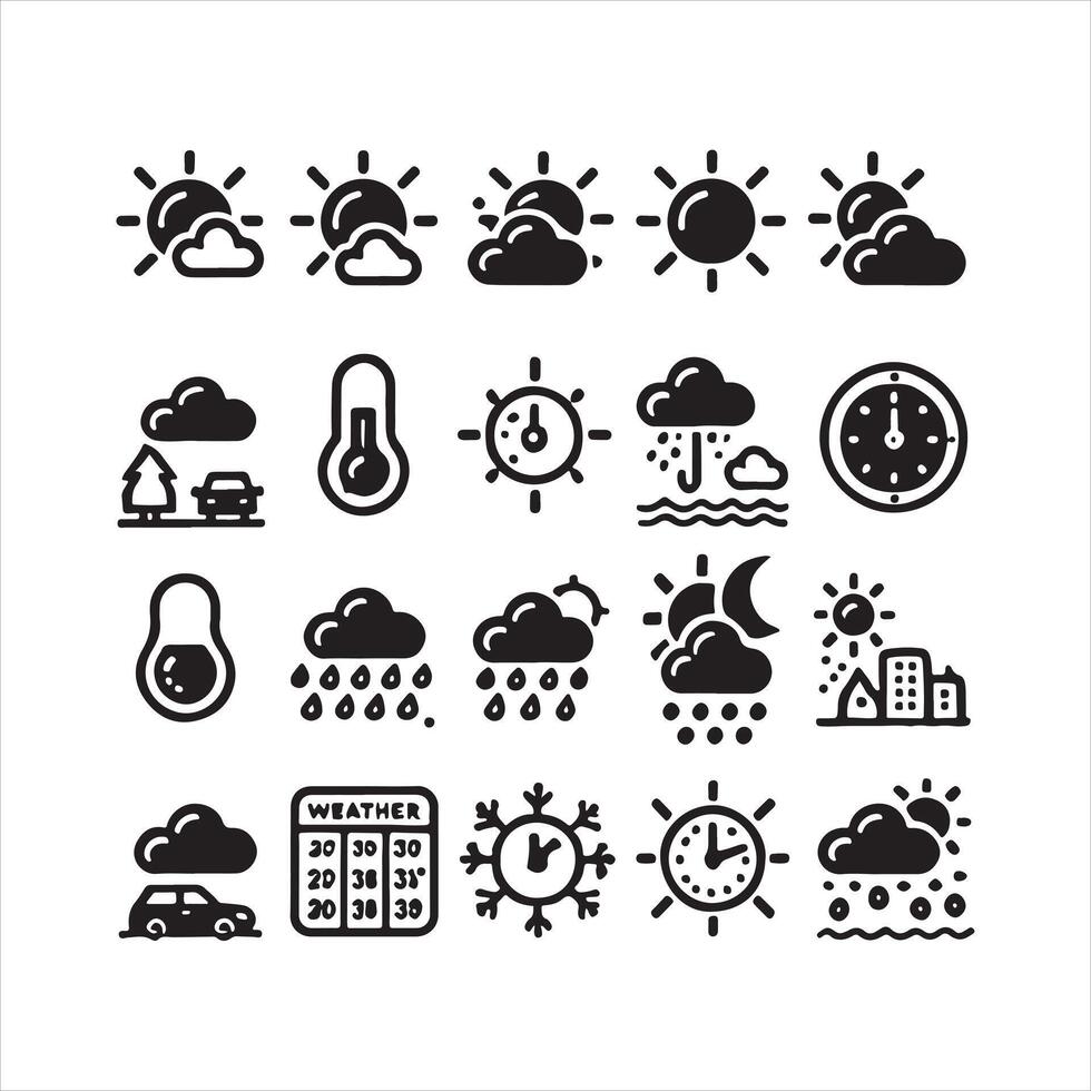 Weather icon set use for web ui or app Logo silhouette white background vector