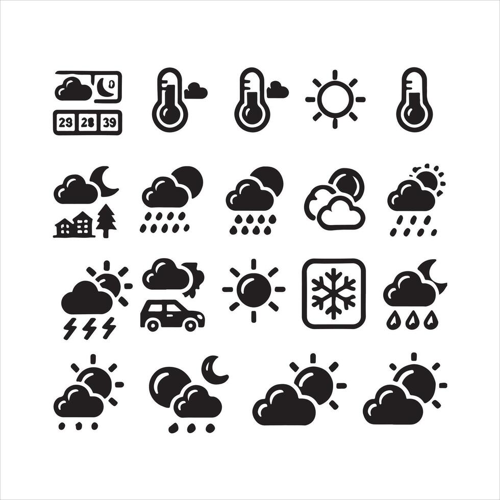 Weather icon set use for web ui or app Logo silhouette on white background vector