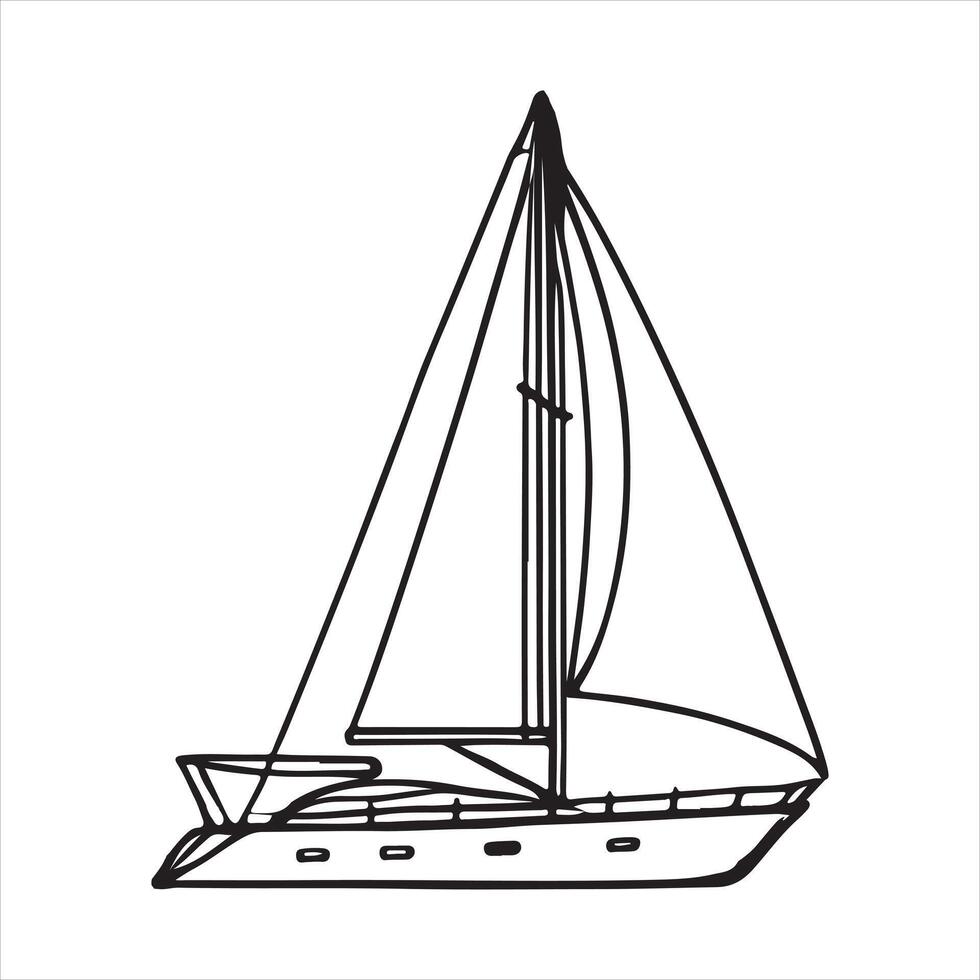 outline of a luxury yacht shining silhouette on white background vector