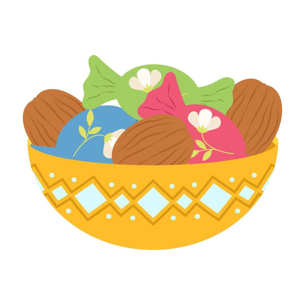 Nowruz Festive Item and Seasonal Symbol Flat Illustration. vector