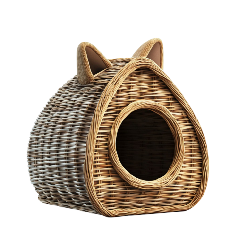 Wicker Cat House with Ears png