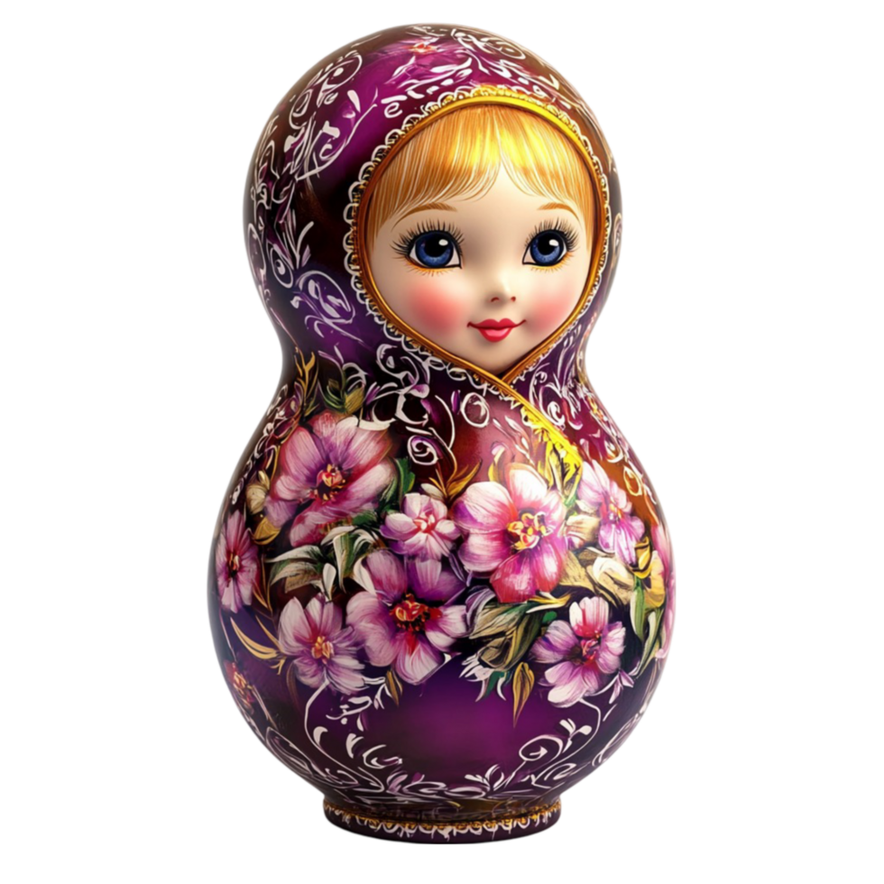 Hand-Painted Russian Matryoshka Doll png