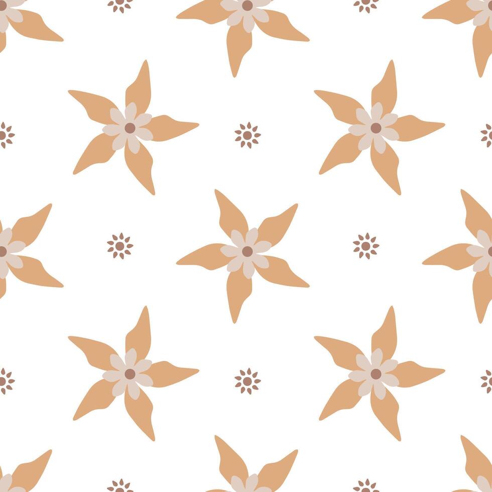 Seamless pattern with beige flowers on a white background vector