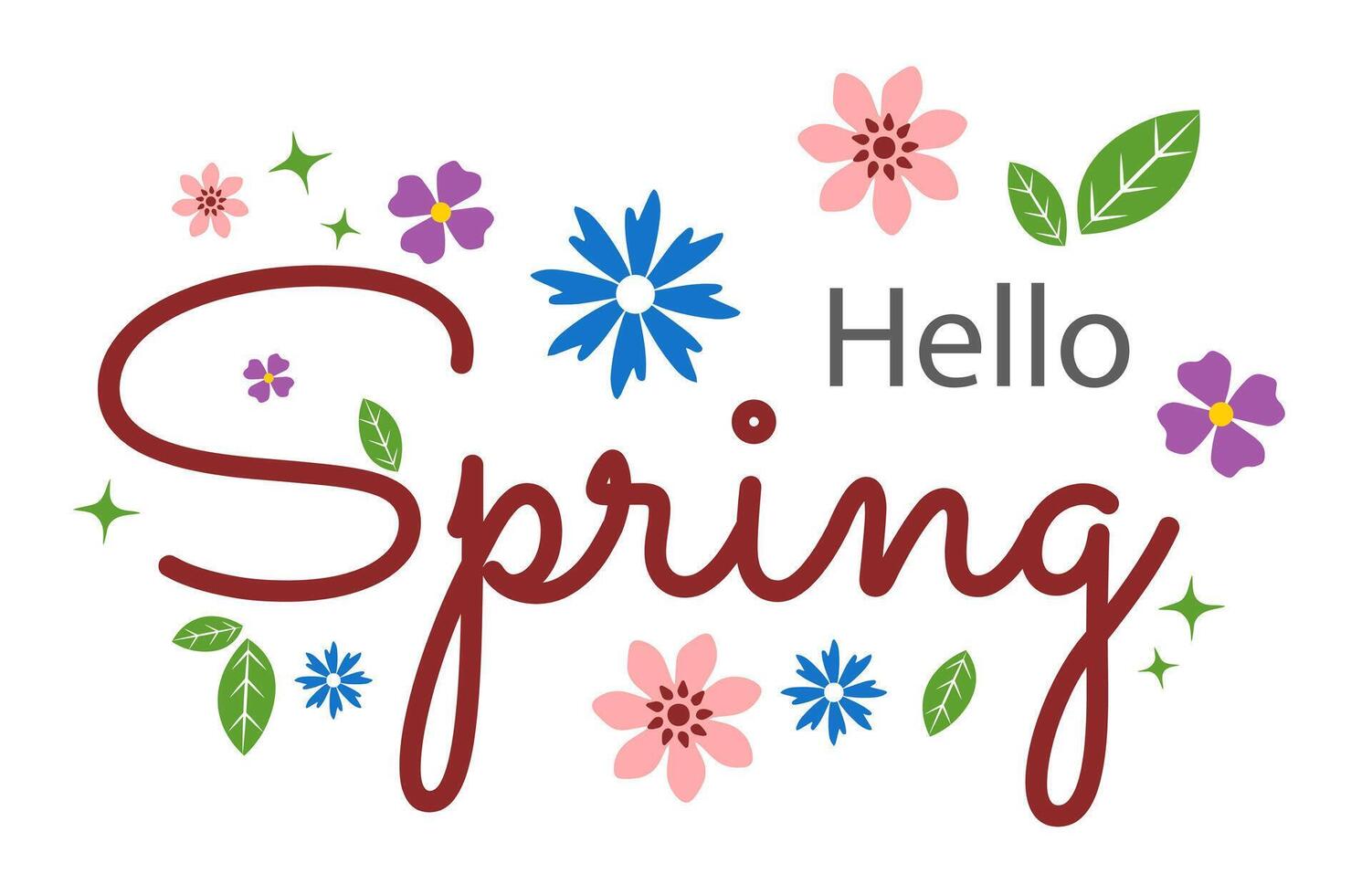 Text hello spring on a white background vector