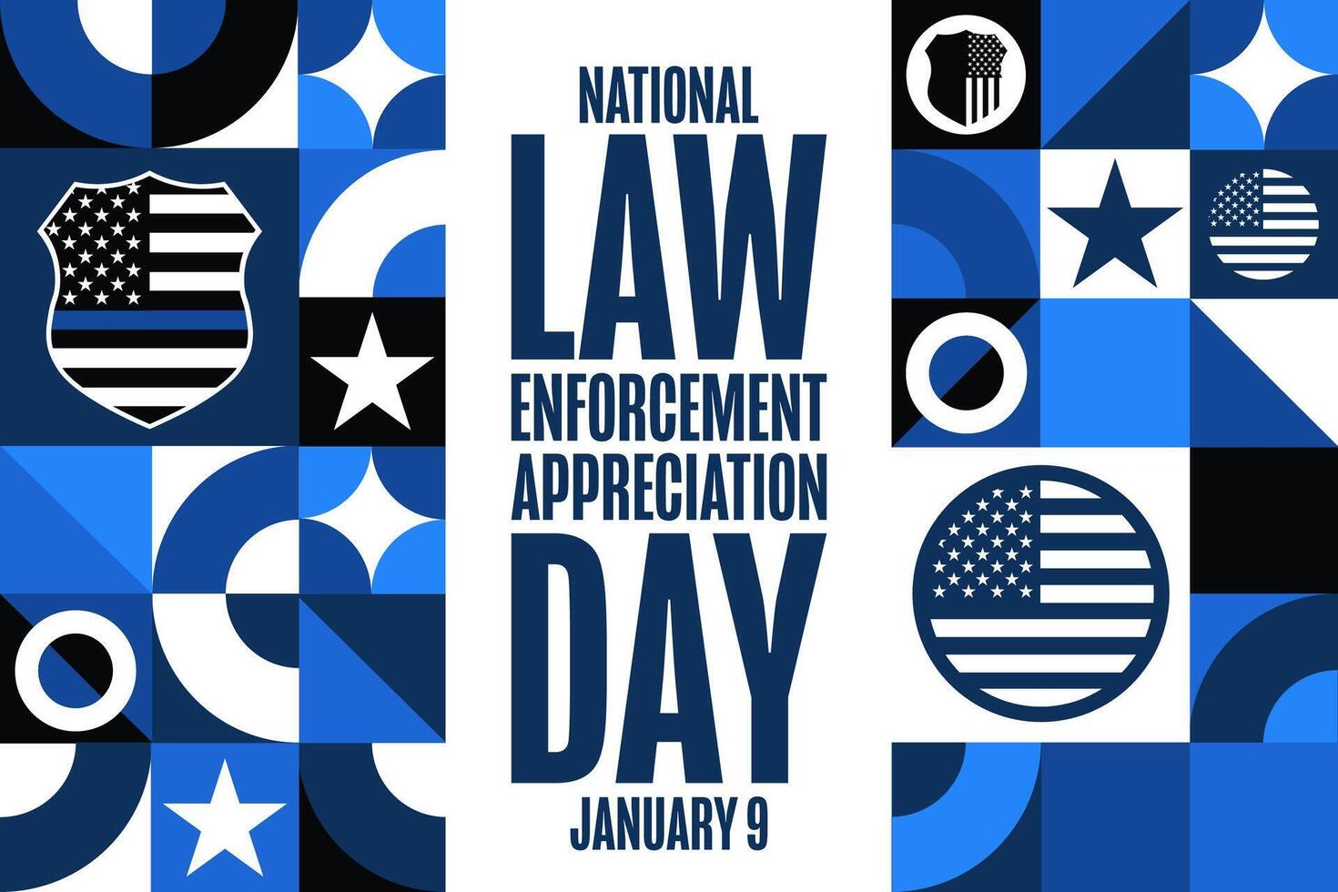 National Law Enforcement Appreciation Day. January 9. Holiday concept. Template for background, banner, card and poster with text. EPS10 illustration. vector