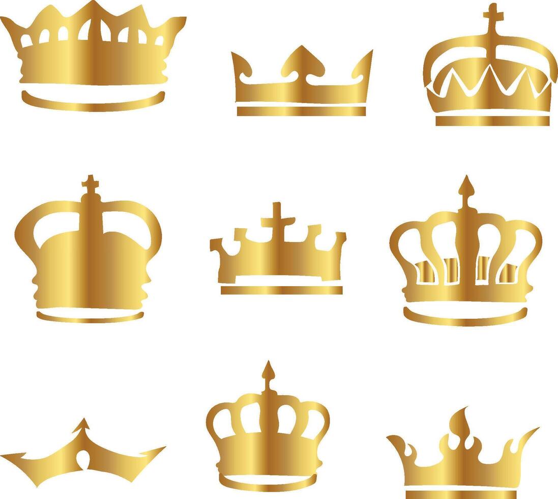 golden crown set vector