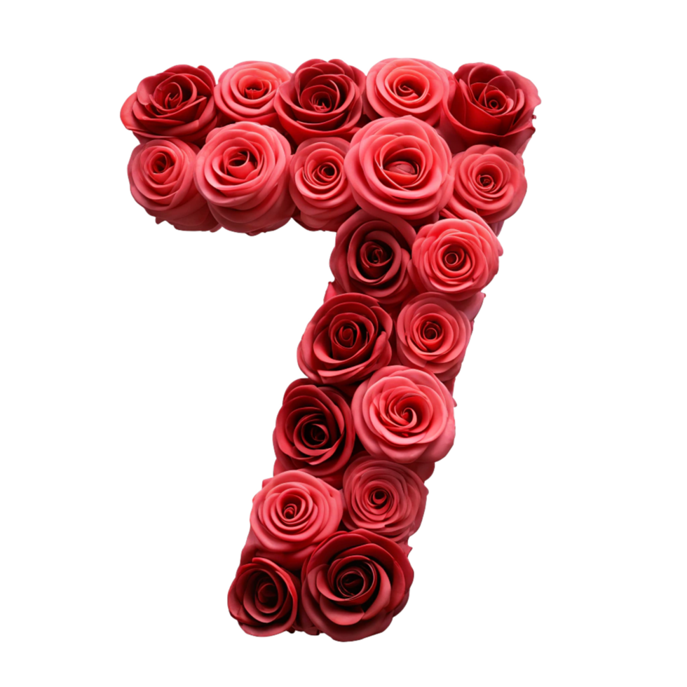 A number seven made out of roses png