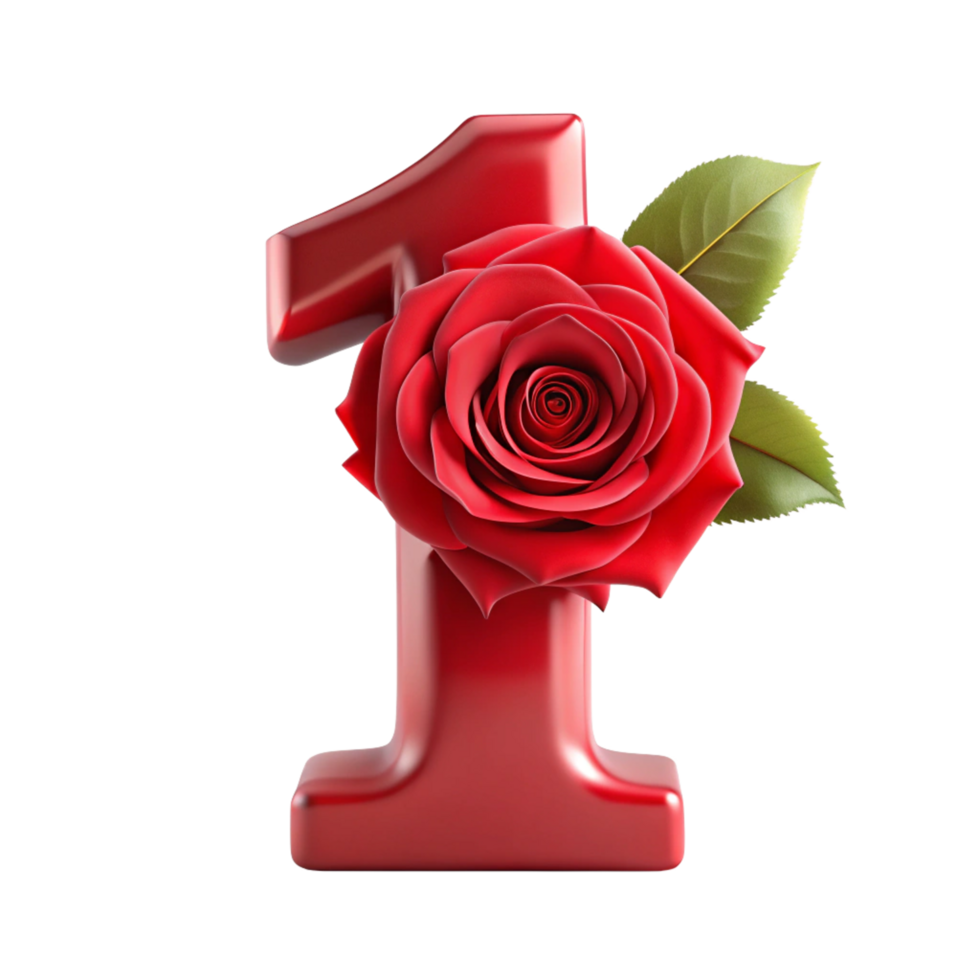 A red rose is on the number one png