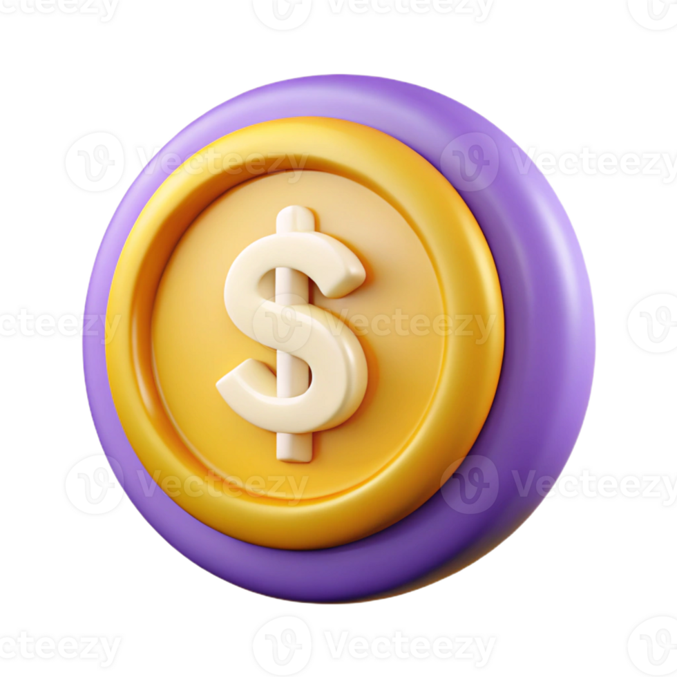 A purple and yellow button with a dollar sign png