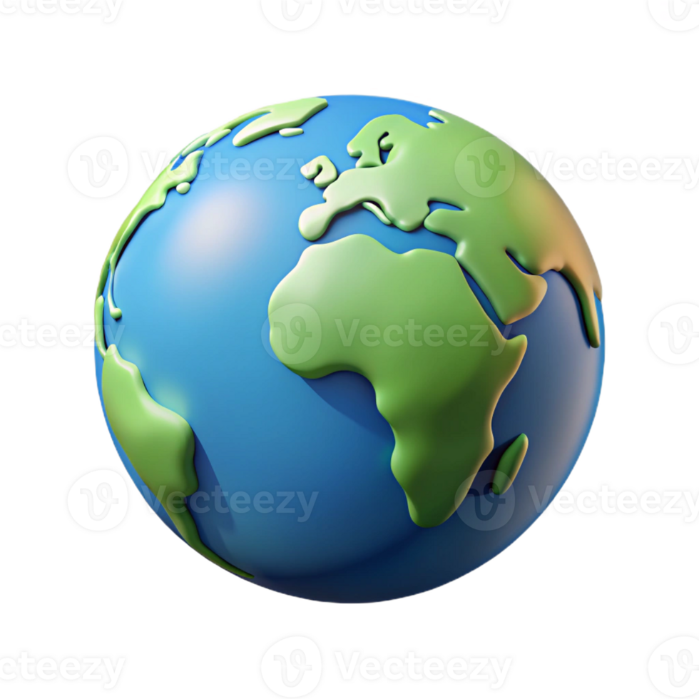 A globe with a green and blue color png