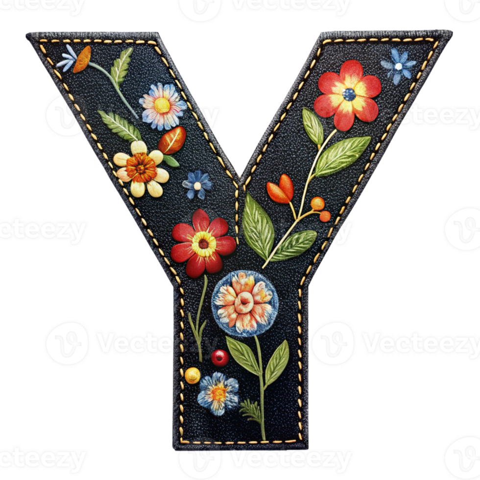 A letter y with flowers and leaves on it png