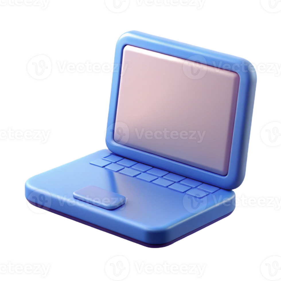 A blue laptop computer with a screen on it png