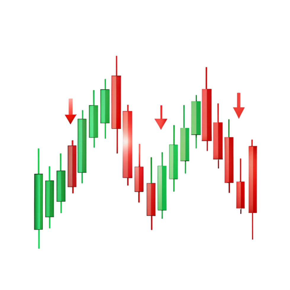 Trading Chart Candlestick Pattern Bullish and Bearish with arrows png