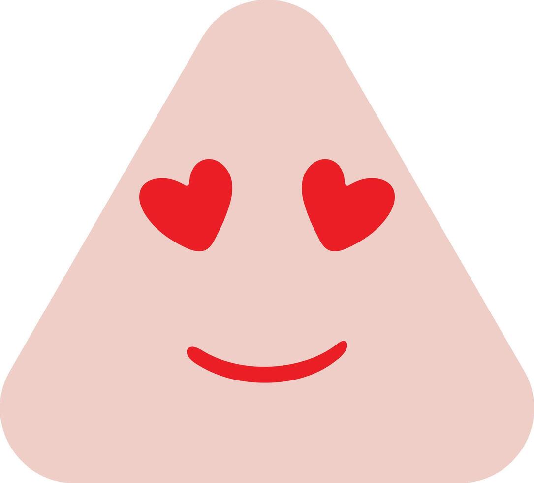 Triangle emoticon with heart-shaped eyes smiling vector