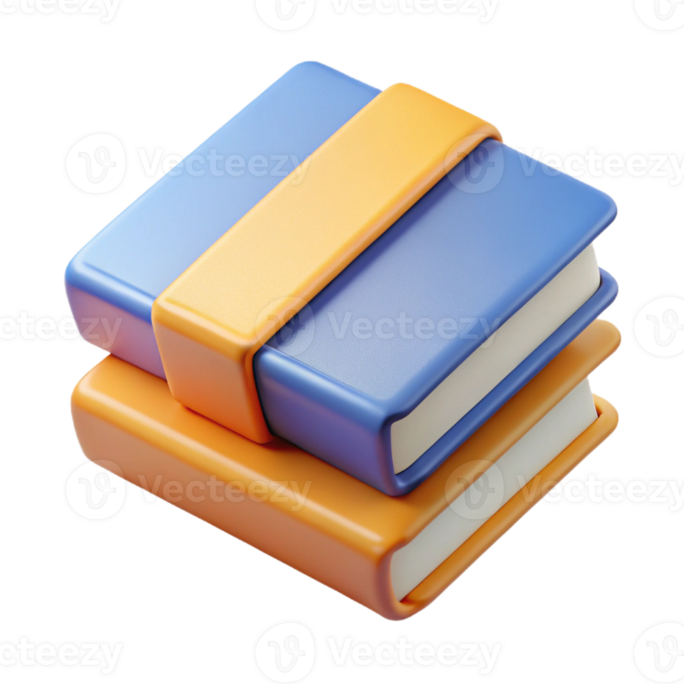 A stack of books with orange and blue covers png