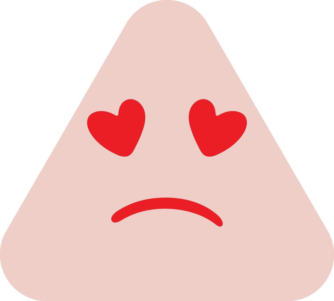 Triangular emoticon with heart-shaped eyes is sad vector