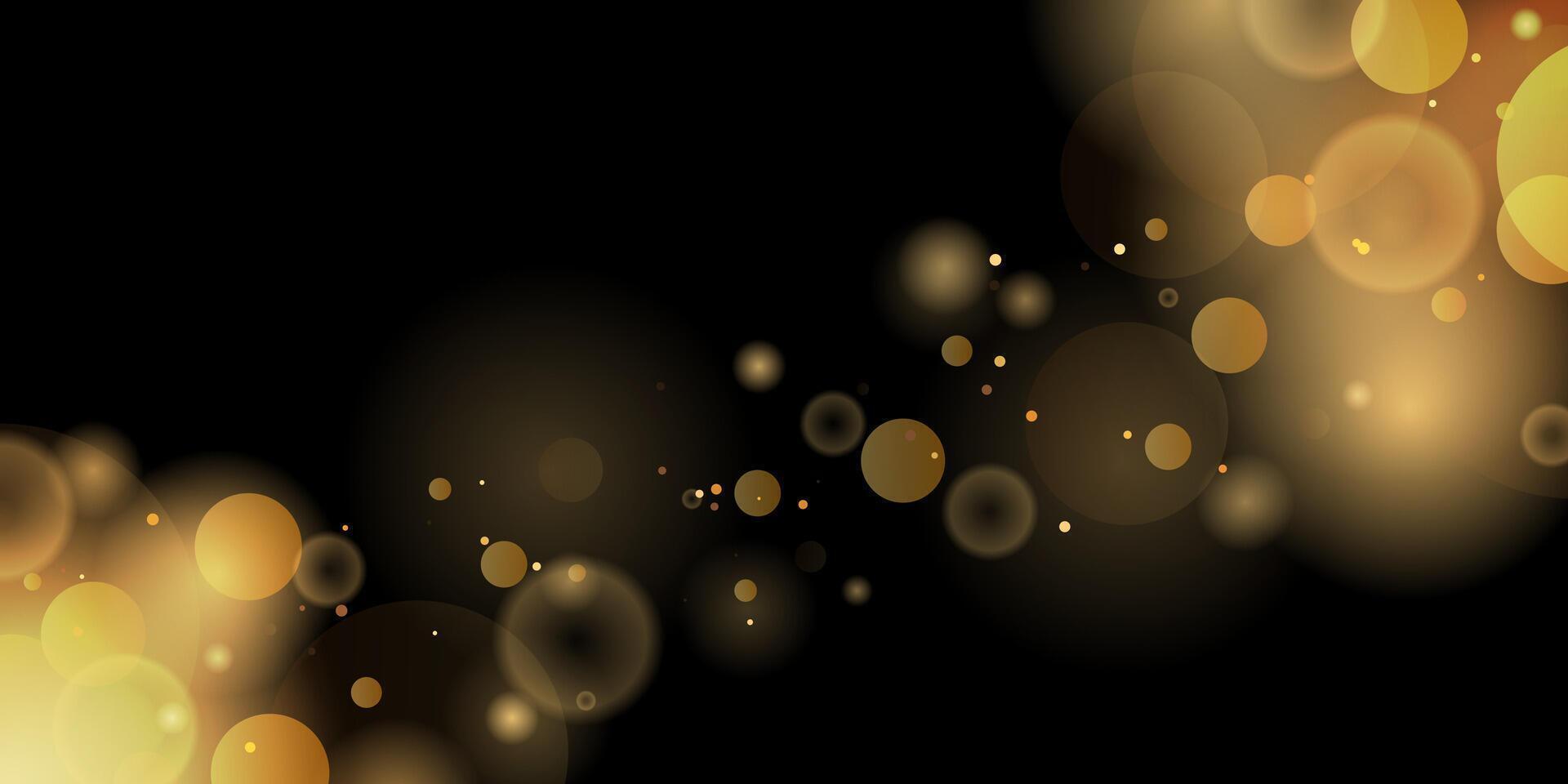 Abstract bokeh gold sparkle glitter on isolated black background. Abstract shiny gold glitter sparkles bokeh background vector