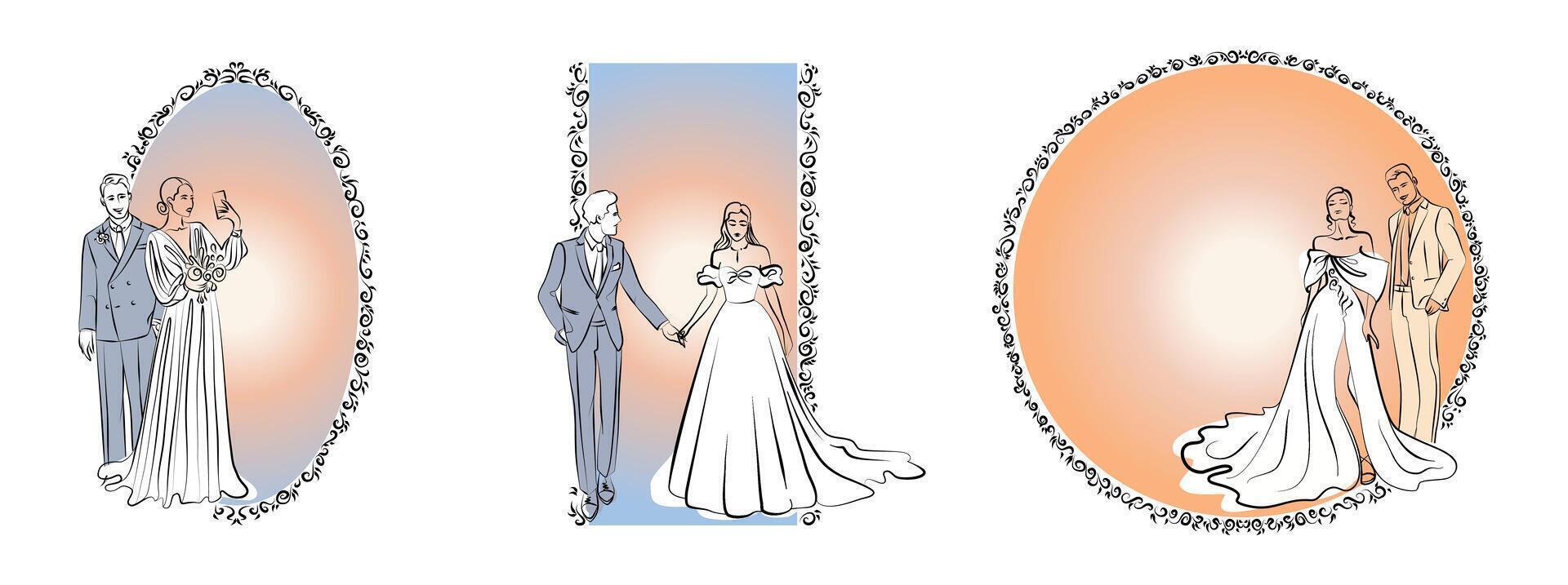 Elegant couple, perfect for wedding invitations and romantic events vector