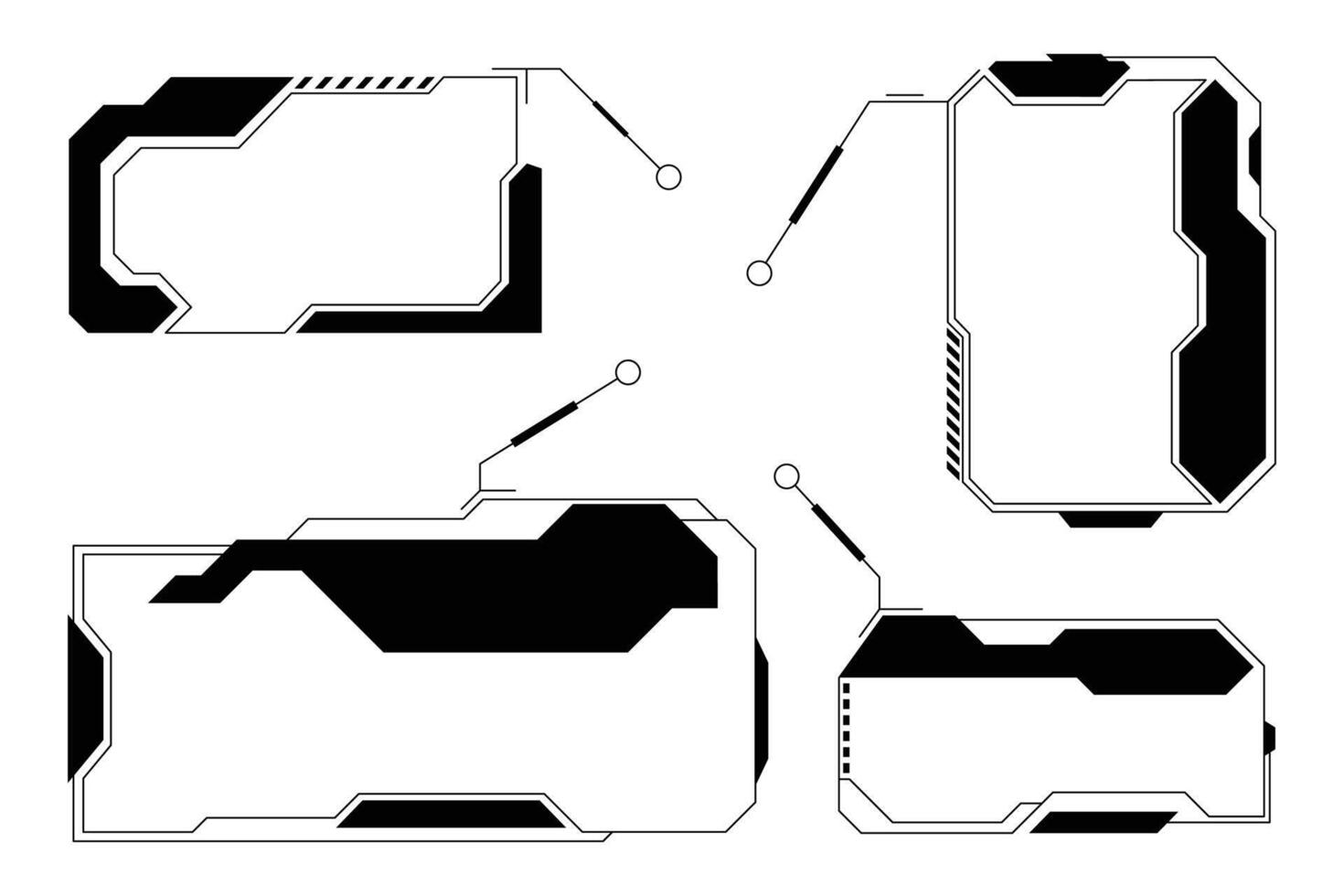 Futuristic HUD Frames and Tech Interface Cyberpunk Elements Set vector
