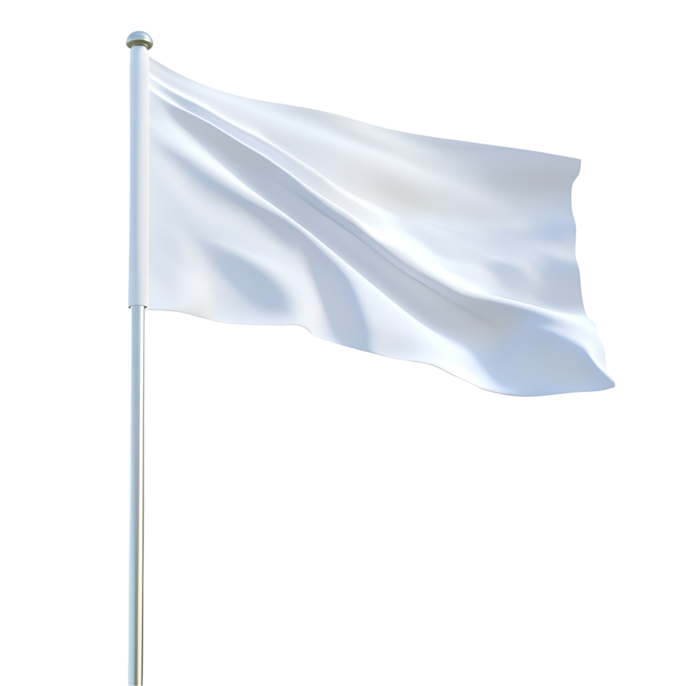 white flag on a pole, isolated on transparent background png