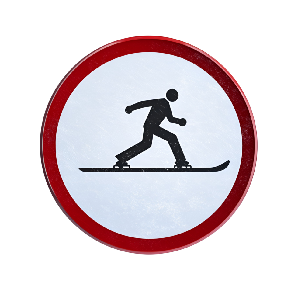 a sign with a man on a snowboard transparent background. png