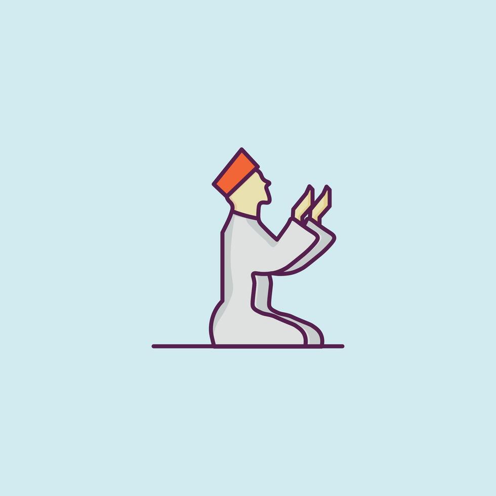 Man sit down for pray. vector