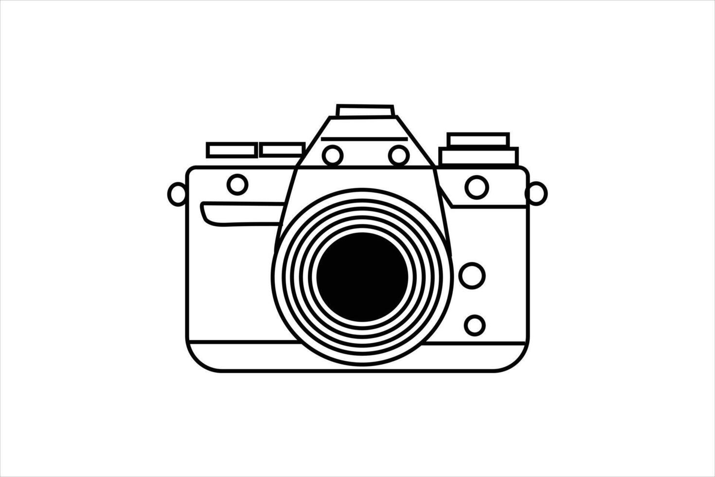 continuous single line drawing Line art of digital photo camera line drawing of Illustration outline design on white background vector