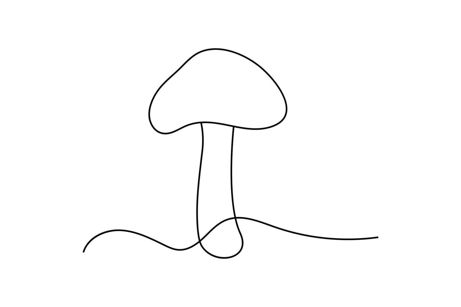 continuous online drawing mushrooms single line art outline illustration vector
