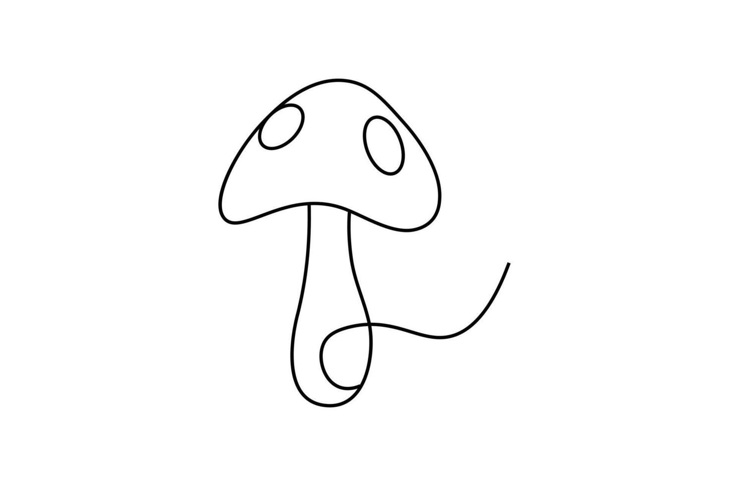 continuous online drawing mushrooms single line art creative outline illustration vector