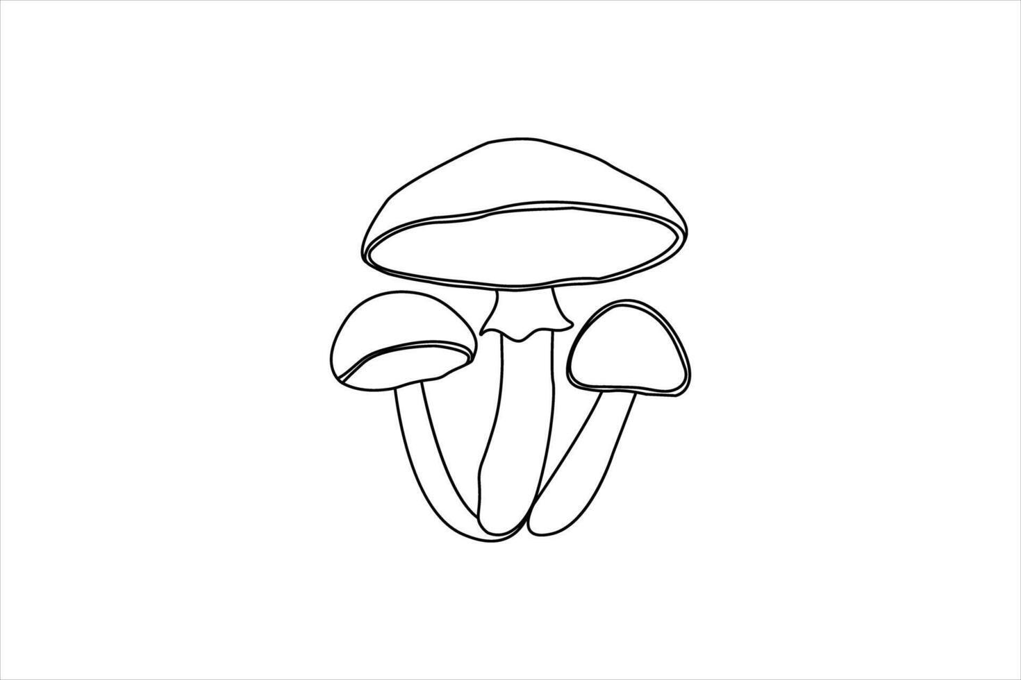 Minimalist online drawing mushrooms single line art isolated creative outline illustration design vector
