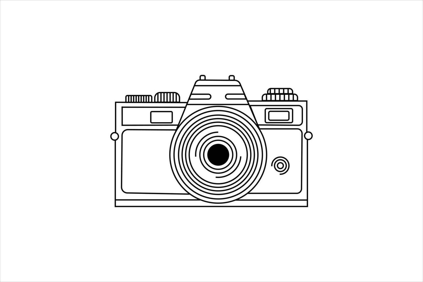 Minimalist single line art camera Illustration outline design vector