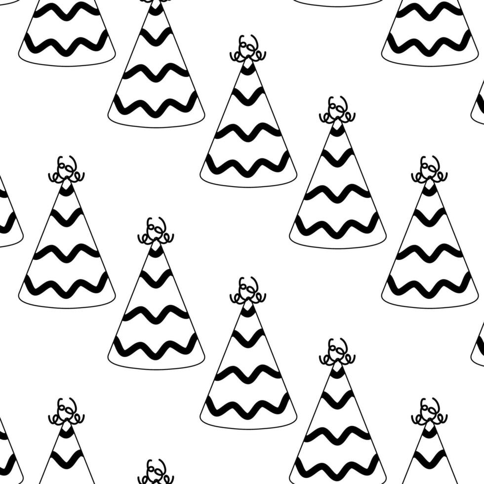 Many festive party hats with black stripes on a white background created for celebration themes vector