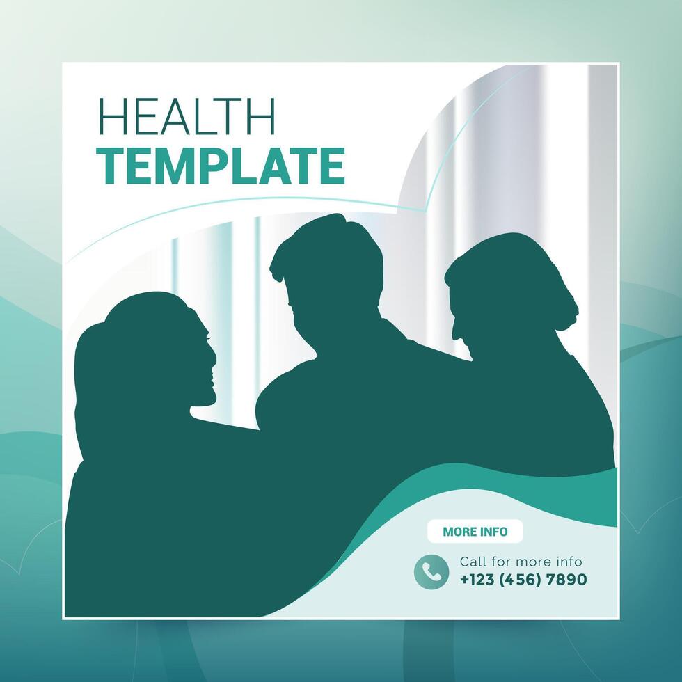 health template with two people silhouettes on a green background vector