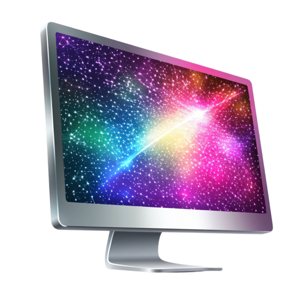 A computer monitor with colorful stars on it png