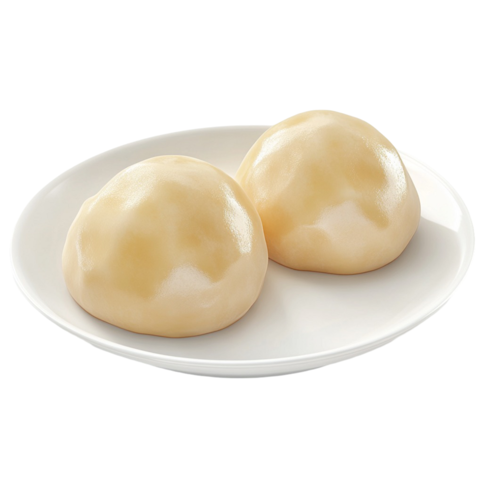 Two balls of dough on a white plate png
