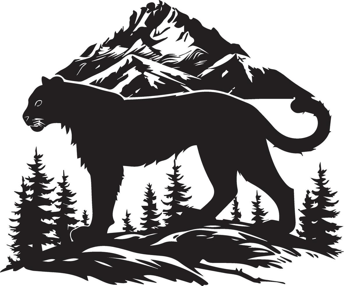 A Big panther on walk mountain vector